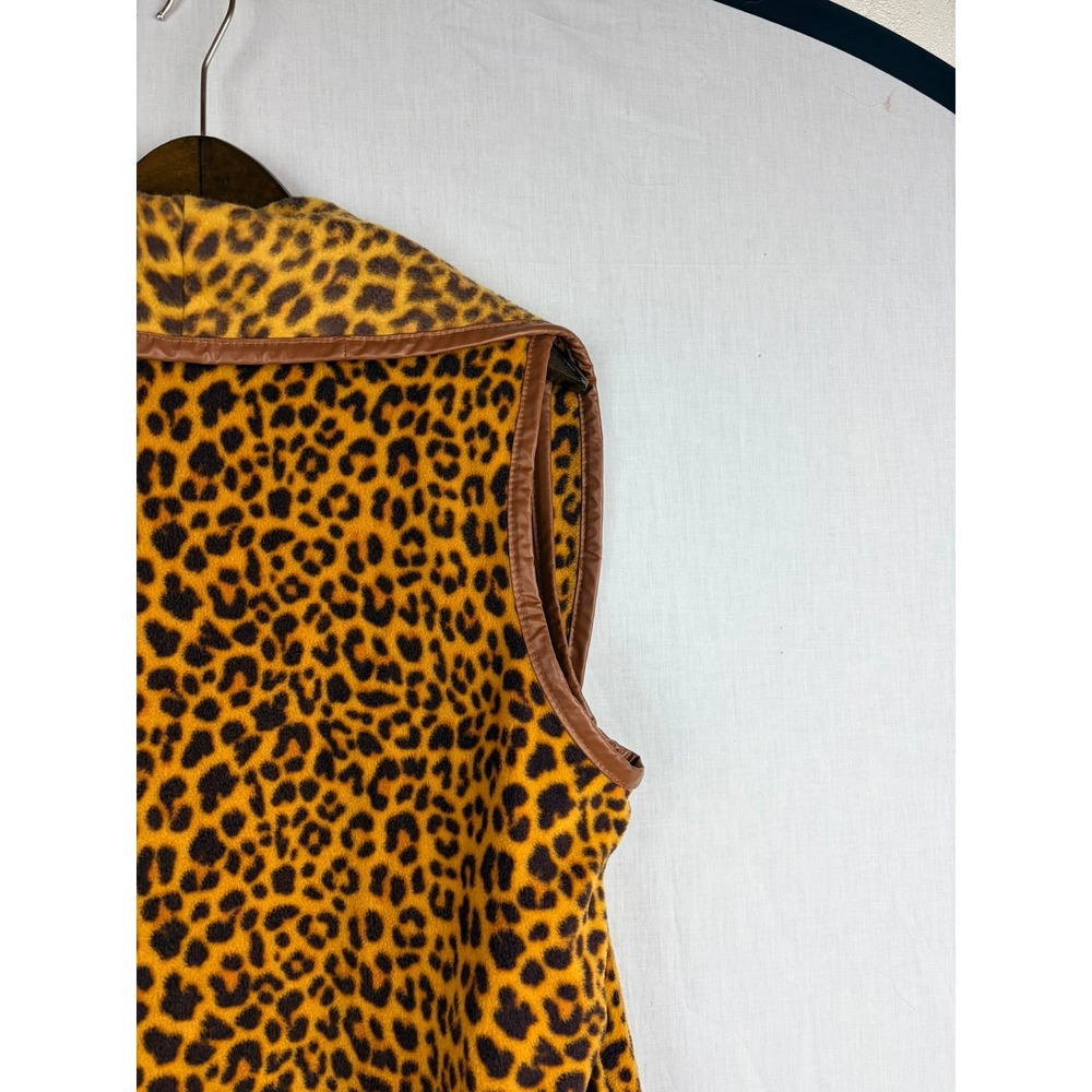 Simply Southern Womens Leopard Print Fleece Open Front Drape Vest Brown Small - Picture 10 of 12